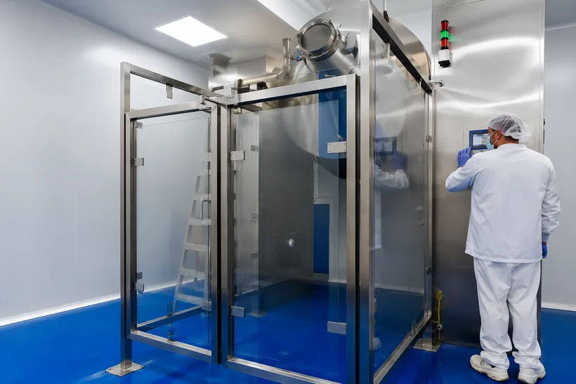Technician in a GMP cleanroom